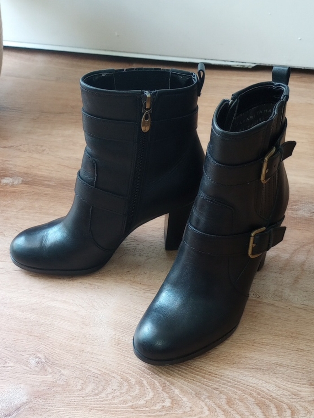 Tahari Robyn Women's Leather Ankle Boots with Buckle Detail